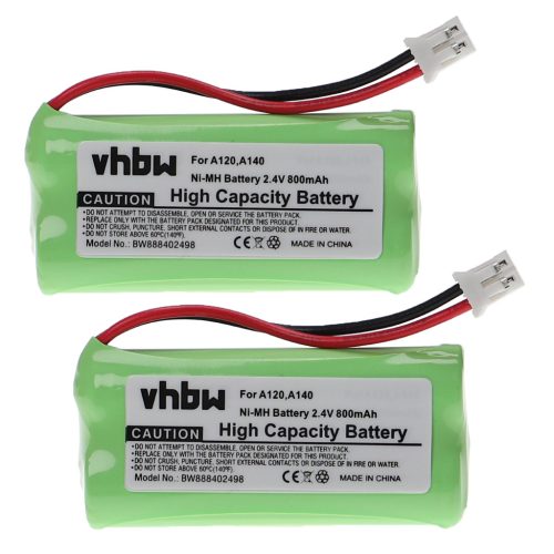 VHBW Vezetékes telefon akkumulátor 55AAAHR2BMX, 220436C1, 41AAAH2BMX, 220382C1 - 800 mAh 2,4 V NiMH