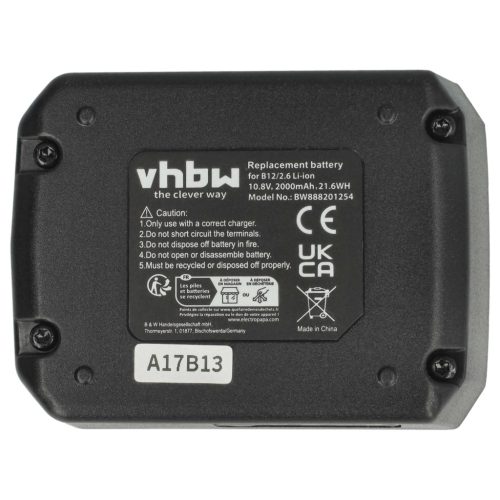 VHBW Electric Tool Battery Hilti B 12/4.0, B 12/2.6 - 2000 mAh 10.8 V Li-Ion