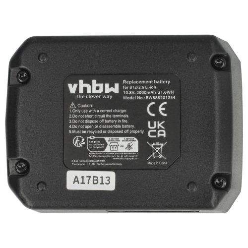 VHBW Electric Tool Battery Hilti B 12/4.0, B 12/2.6 - 2000 mAh 10.8 V Li-Ion