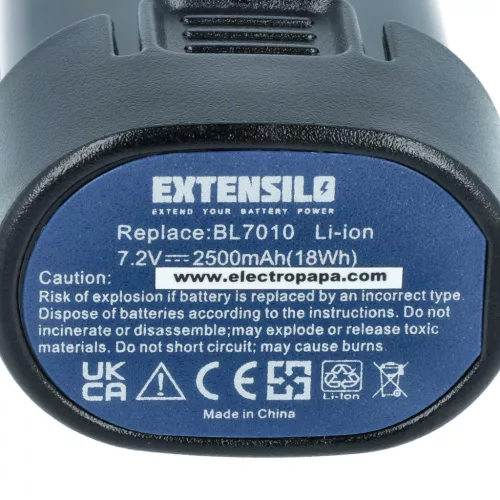 VHBW Electric Tool Battery Makita BL7010, 194356-2, 194355-4 - 2500 mAh 7.2 V Li-Ion