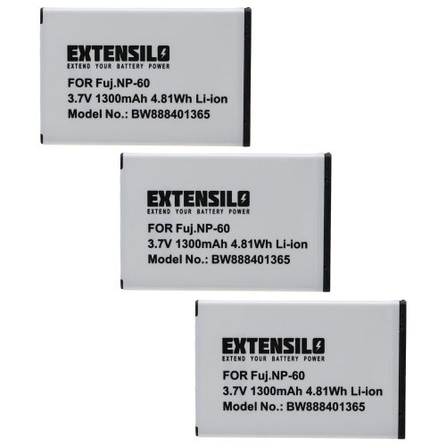 3x Akku ersetzt Casio NP-30 - 1300mAh, 3.7V, Li-Ion