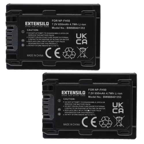 VHBW Battery Sony NP-FH70, NP-FH40, NP-FH100, NP-FH50 - 650 mAh 7.2 V Li-Ion