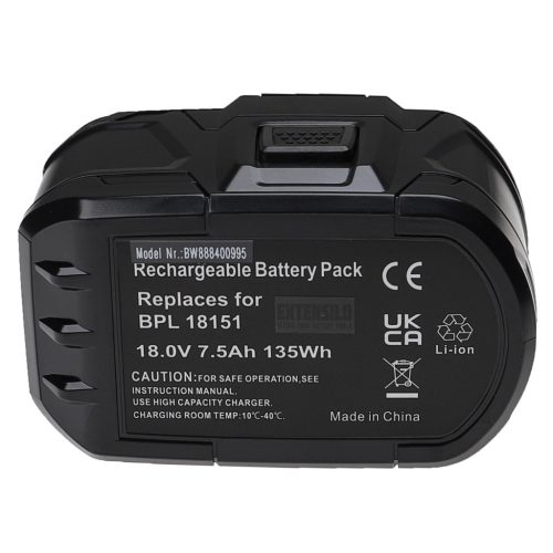 VHBW Electric Tool Battery BPL1815, ABP1803, ABP1801, BCP1817/2SM - 7500 mAh 18 V Li-Ion