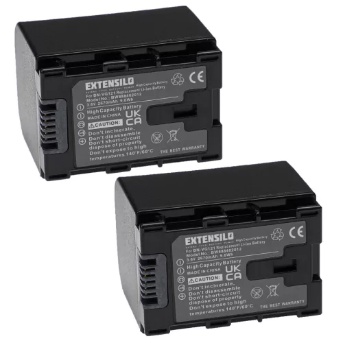 VHBW Camera Battery JVC BN-VG121SU, BN-VG121, BN-VG121E, BN-VG121AC, BN-VG121U - 2670 mAh 3.6 V Li-Ion