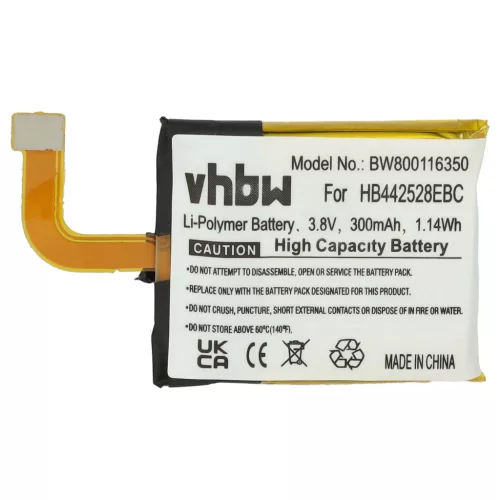 VHBW Smartwatch Battery 1ICP5/25/28, Hb442528EBC - 300 mAh 3.8 V Li-polymer