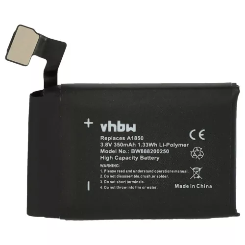VHBW Smartwatch Akku Apple A1850 - 350 mAh 3,8 V Li-Polymer