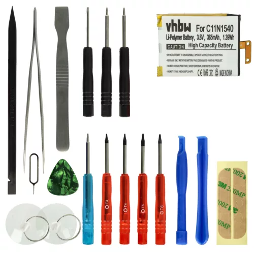 VHBW Smartwatch Akku Asus C11N1540, 0B200-01630100 - 365 mAh 3,8 V Li-Polymer