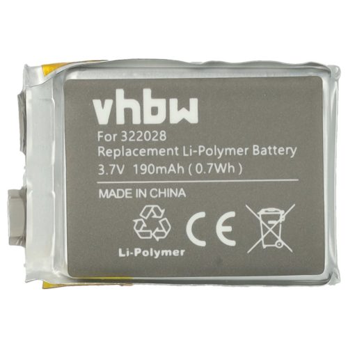 VHBW Smartwatch Akku AHB322028, 322028 - 190 mAh 3,7 V Li-Polymer