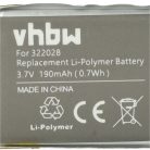 VHBW Smartwatch Akku AHB322028, 322028 - 190 mAh 3,7 V Li-Polymer