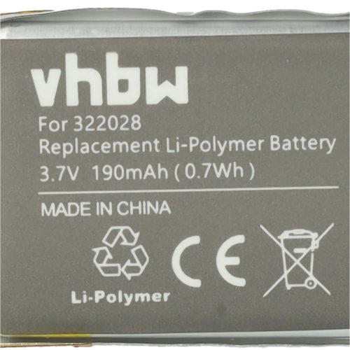 VHBW Smartwatch Akku AHB322028, 322028 - 190 mAh 3,7 V Li-Polymer