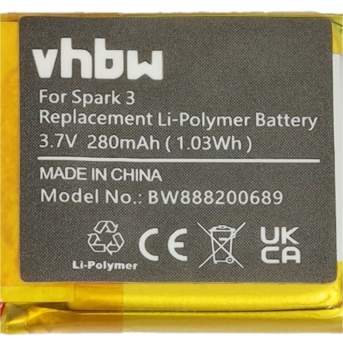 VHBW Smartwatch Battery AHB332824HPS - 280 mAh 3.7 V Li-polymer