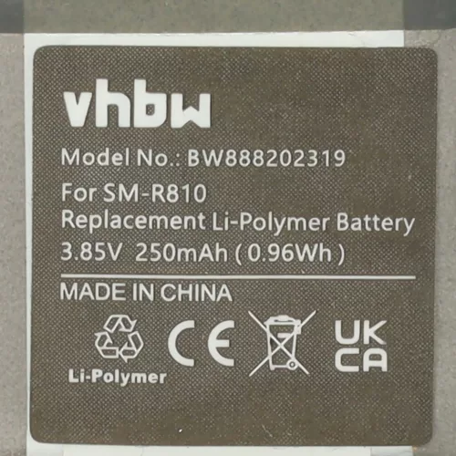 VHBW Smartwatch Battery EB-BR810ABU, EB-BR170ABY, EB-BR170ABU - 250 mAh 3.85 V Li-polymer