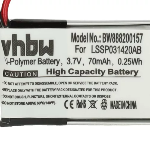 VHBW Smartwatch Battery LSSP031420AB - 70 mAh 3.7 V Li-polymer