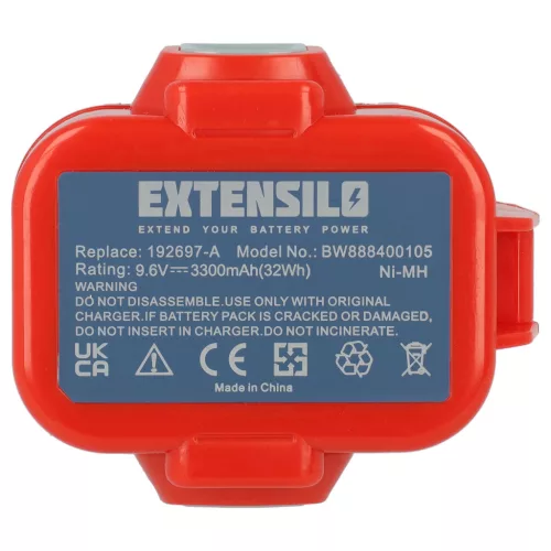 VHBW Electric Tool Battery Makita 192321-5, 192404-1, 192019-4, 192534-8 - 3300 mAh 9.6 V NiMH