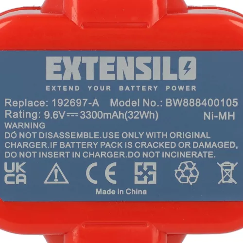 VHBW Electric Tool Battery Makita 192321-5, 192404-1, 192019-4, 192534-8 - 3300 mAh 9.6 V NiMH