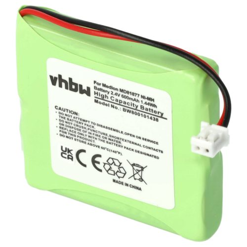 VHBW Festnetztelefon Akku GP0827, 5M702BMX, GP0748, GP0747, GP0735 - 600 mAh 2,4 V NiMH