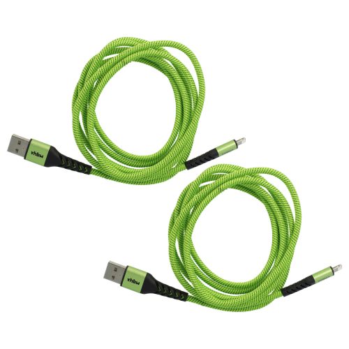 VHBW Lightning Kábel Apple AirPods Apple iOS-hoz - Zöld Fekete, 180 cm