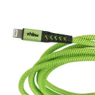 VHBW Lightning Kábel Apple AirPods Apple iOS-hoz - Zöld Fekete, 180 cm