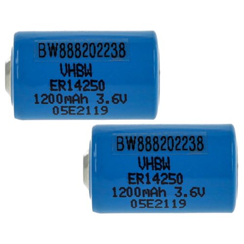 VHBW Batterie ER14250, 1/2AA, 1770-XZ, 3B26, 418-0076, 60-0576-100 - 1200 mAh 3,6 V Li-SOCl2
