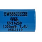 VHBW Batterie ER14250, 1/2AA, 1770-XZ, 3B26, 418-0076, 60-0576-100 - 1200 mAh 3,6 V Li-SOCl2