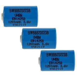   VHBW Batterie ER14250 1/2AA, 1770-XZ, 3B26, 418-0076, 60-0576-100 - 1200 mAh 3,6 V Li-SOCl2