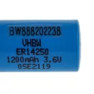 VHBW Batterie ER14250 1/2AA, 1770-XZ, 3B26, 418-0076, 60-0576-100 - 1200 mAh 3,6 V Li-SOCl2