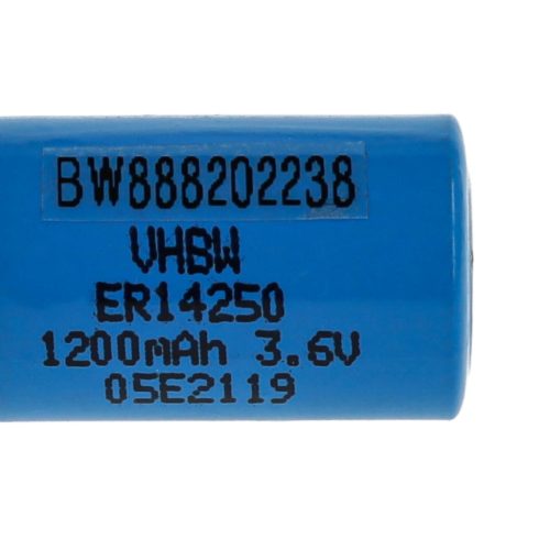 VHBW Batterie ER14250 1/2AA, 1770-XZ, 3B26, 418-0076, 60-0576-100 - 1200 mAh 3,6 V Li-SOCl2