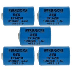   VHBW Batterie ER14250 1/2AA, 1770-XZ, 3B26, 418-0076, 60-0576-100 - 1200 mAh 3,6 V Li-SOCl2