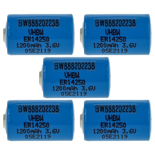 VHBW Batterie ER14250 1/2AA, 1770-XZ, 3B26, 418-0076, 60-0576-100 - 1200 mAh 3,6 V Li-SOCl2