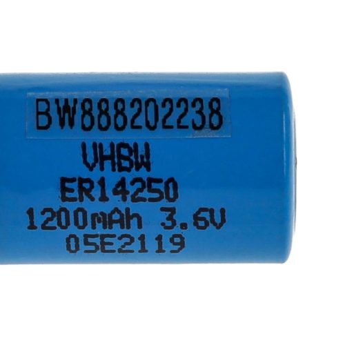 VHBW Batterie ER14250 1/2AA, 1770-XZ, 3B26, 418-0076, 60-0576-100 - 1200 mAh 3,6 V Li-SOCl2