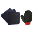 VHBW Car Care Kit - 3x 1200 GSM Microfiber Cloths, 1x Washing Glove