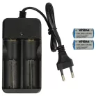 VHBW Dual Charger for CR123A Batteries - 700 mAh 3.6 V Li-Ion