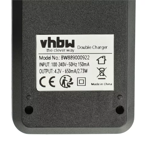 VHBW Dual Charger for CR123A Batteries - 700 mAh 3.6 V Li-Ion