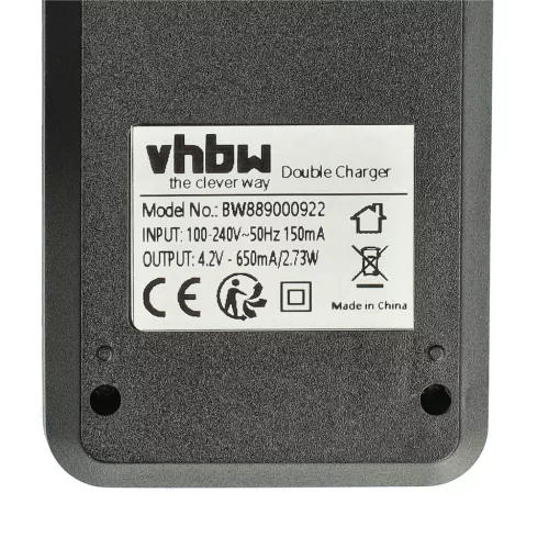 VHBW Dual Charger for CR123A Batteries - 800 mAh 3.6 V Li-Ion