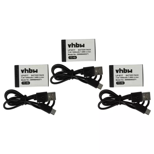 VHBW Akku Canon LP-E17 Ersatz - 1000 mAh 7,4 V Li-Ion