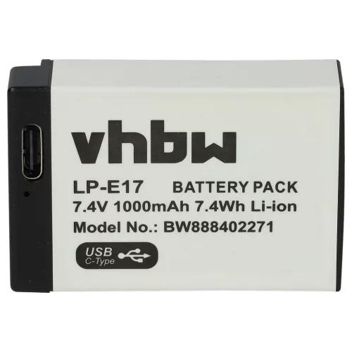 VHBW Akku Canon LP-E17 Ersatz - 1000 mAh 7,4 V Li-Ion