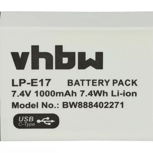 VHBW Akku Canon LP-E17 Ersatz - 1000 mAh 7,4 V Li-Ion