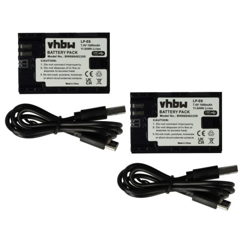 VHBW Akku Canon LP-E6 Ersatz - 1600 mAh 7,4 V Li-Ion