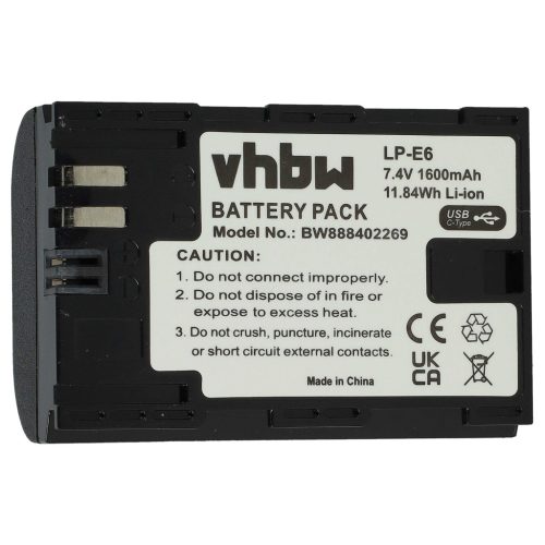VHBW Akku Canon LP-E6 Ersatz - 1600 mAh 7,4 V Li-Ion