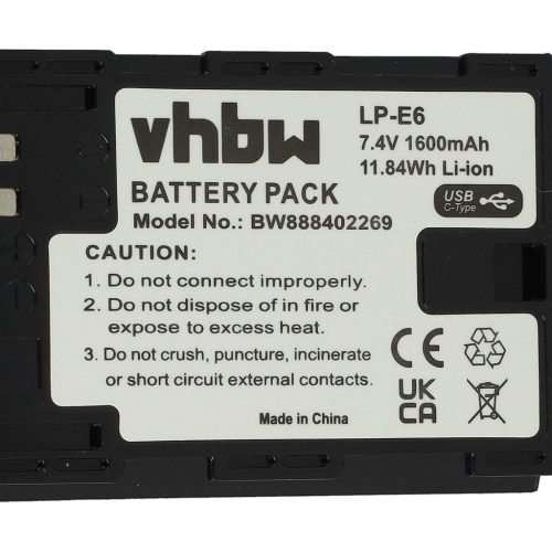 VHBW Akku Canon LP-E6 Ersatz - 1600 mAh 7,4 V Li-Ion