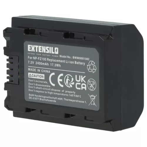 VHBW Camera Battery NP-FZ100 - 2400 mAh 7.2 V Li-Ion
