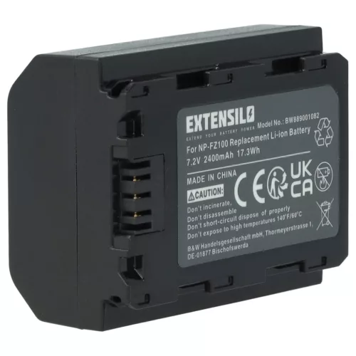 VHBW Camera Battery NP-FZ100 - 2400 mAh 7.2 V Li-Ion