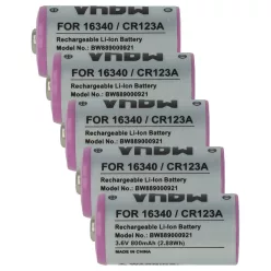   VHBW Universeller Akku 16340, DL123A, CR123R, CR17335, EL123AP, CR17345, CR123A - 800 mAh 3,6 V Li-Ion