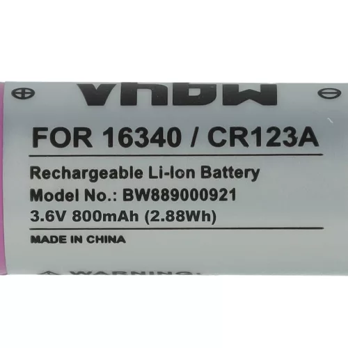 VHBW Universeller Akku 16340, DL123A, CR123R, CR17335, EL123AP, CR17345, CR123A - 800 mAh 3,6 V Li-Ion