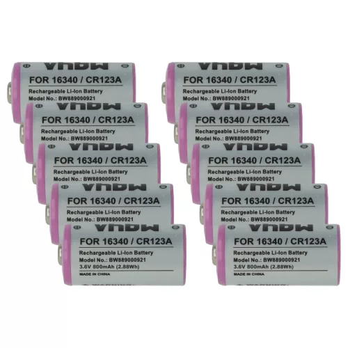 VHBW Universeller Akku 16340, DL123A, CR123R, CR17335, EL123AP, CR17345, CR123A - 800 mAh 3,6 V Li-Ion