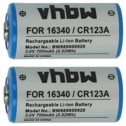   VHBW Akku 16340, DL123A, CR123R, CR17335, EL123AP, K123LA, CR17345, CR123A - 700 mAh 3,6 V Li-Ion