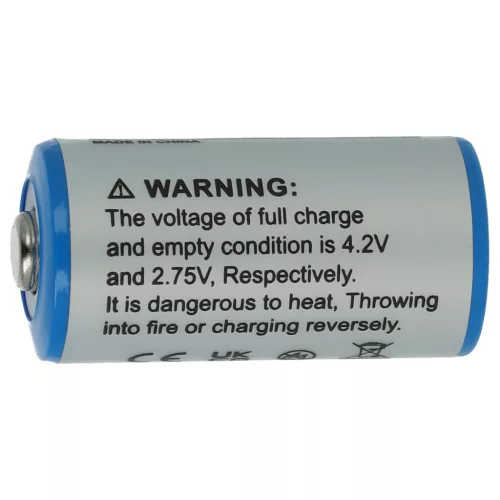 VHBW Akku 16340, DL123A, CR123R, CR17335, EL123AP, K123LA, CR17345, CR123A - 700 mAh 3,6 V Li-Ion