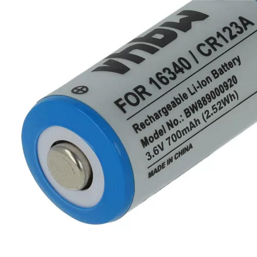 VHBW Akku 16340, DL123A, CR123R, CR17335, EL123AP, K123LA, CR17345, CR123A - 700 mAh 3,6 V Li-Ion