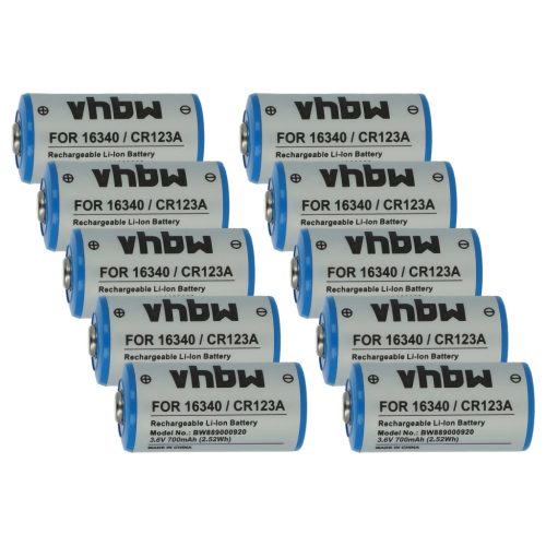VHBW Akku 16340, DL123A, CR123R, CR17335, EL123AP, K123LA, CR17345, CR123A - 700 mAh 3,6 V Li-Ion