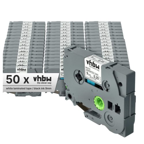 VHBW Label Tape Brother TZ-221, TZE-221 Substitute - 9 mm Black/White